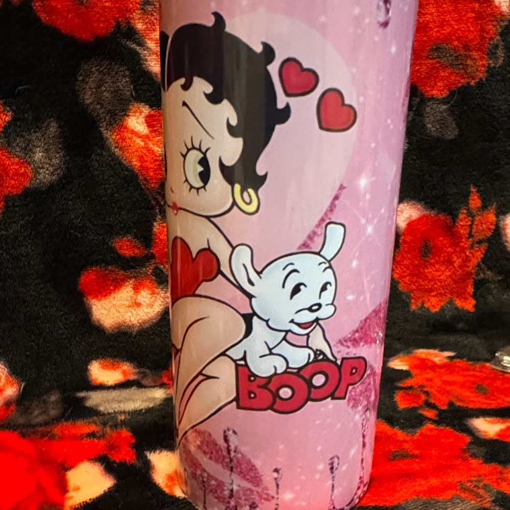 Betty Boop Sublimated Skinny Tumbler Pink - Picture 3 of 5